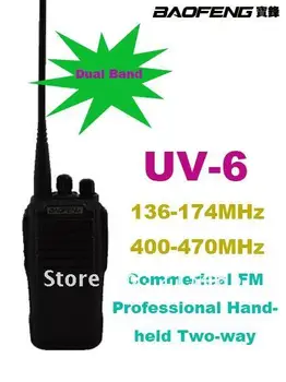 Хорошее качество Baofeng UV-6 УКВ: 136-174 МГц и УВЧ: 400-470 МГц Коммерческое портативное FM-профессиональное двустороннее радио