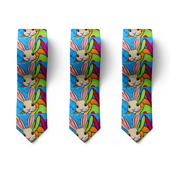 Модный Мужской галстук с принтом кролика 8 см, приталенный, Новинка, галстук из полиэстера с рисунком для вечеринки, свадьбы, Забавный Стильный мужской галстук в стиле Харадзюку