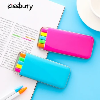 5 цветов/коробка конфетных цветов, ручка-маркер, портативный мягкий флуоресцентный маркер, ручка для рисования, канцелярские принадлежности