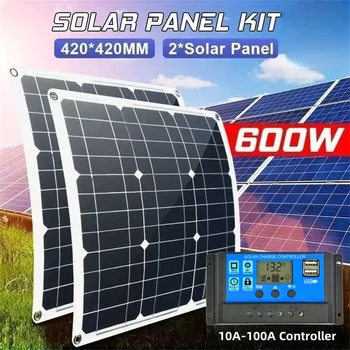 600 Вт Солнечная панель 12 В Солнечный элемент 100A Контроллер Солнечная панель для телефона RV Автомобиль MP3 PAD Зарядное устройство Наружный аккумулятор Кемпинг