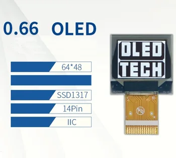 Белый 0,66 дюймовый OLED-дисплей 14pin Модуль ssd1317 64x48 0,66 