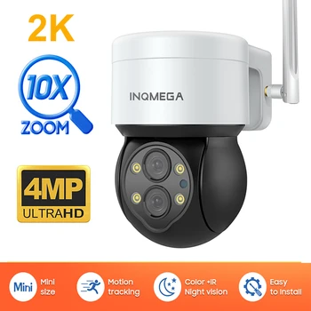 INQMEGA WIFI 10-кратный Оптический Зум IP-камера 4MP 2K PTZ Камера Видеонаблюдения Наружная Беспроводная HD Интеллектуальная Купольная Smart Kamera CCTV