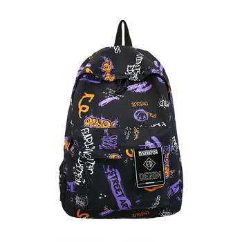 Подростковые школьные сумки для девочек и мальчиков, рюкзак средней школы в стиле Харадзюку с граффити, Нейлоновый повседневный кампусный корейский рюкзак