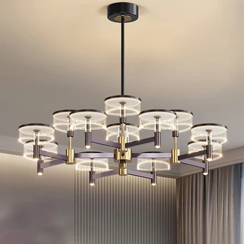 AiPaiTe Light роскошная светодиодная акриловая люстра для гостиной, современные круглые длинные светильники для спальни, столовой, скандинавский стиль