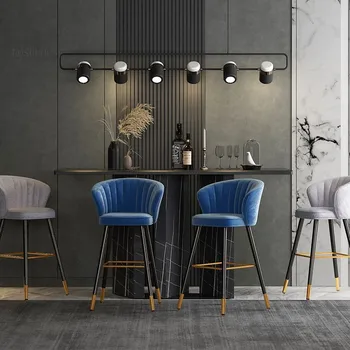 Простые современные барные стулья из кованого железа Со спинкой, барный стул, Роскошная Дизайнерская индивидуальность, Бытовая мебель для бара Sillas WK
