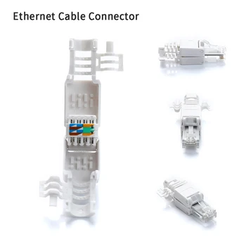 Без обжимного кабеля Ethernet Без инструментов штекер с кристаллической головкой CAT6 RJ45 Разъем
