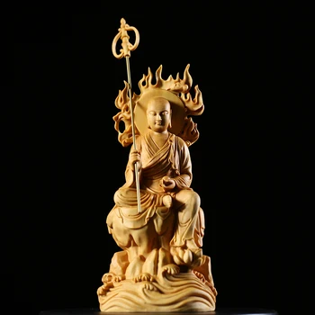 Деревянный Будда Статуя Бодхисаттвы Кшитигарбхи из массива Дерева Статуя Будды Мира и благоприятствования Подарки Статуя Будды