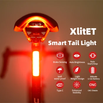 ENFITNIX 2022 XlitET Велосипедный автоматический тормозной задний фонарь Ночной Велоспорт Умный чувствительный задний фонарь MTB Дорожный велосипед Подседельный светильник безопасности