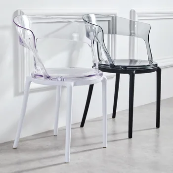 Скандинавские Пластиковые Обеденные стулья, Кухня, гостиная, Прозрачный Стул, Спальня, Кресло со спинкой для балкона, Кресло для переговоров