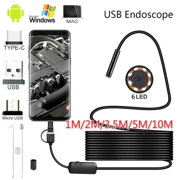 10 М 5,5 мм объектив Камеры Эндоскопа HD IP67 1 М 2 М 5 М Жесткая Трубка Mirco USB Type-C Бороскоп Видеоинспекция для Android Эндоскопа