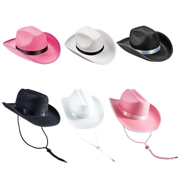 H9ED/Фетровая шляпа для свадебной вечеринки, Ковбойские шляпы для женщин, мужская ковбойская кепка из плотной ткани с полями в стиле Вестерн, джазовая фетровая кепка, повседневные шляпы