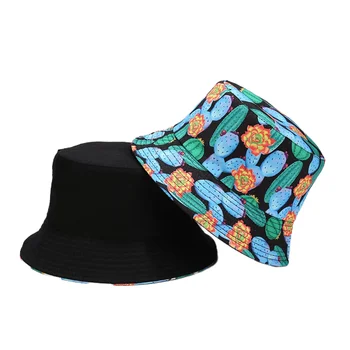 2023 Pananma Унисекс с рисунком кактуса, двусторонняя солнцезащитная шляпа, мужские складные шляпы-ведра, Мужские модные кепки с ромашками