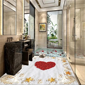 пляжные ракушки wellyu морская звезда розы 3D напольная плитка для ванной комнаты на заказ большая фреска ПВХ водонепроницаемый толстый износостойкий