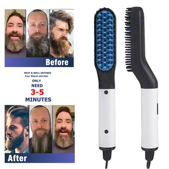 Выпрямитель для бороды для мужчин с ионной технологией быстрого нагрева, расческа для выпрямления бороды, Электрическая Портативная мужская щетка для укладки волос
