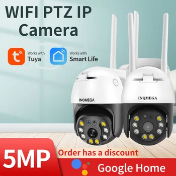 INQMEGA 5MP WIFI PTZ IP-камера TUYA Умный Домашний монитор, Система видеонаблюдения, Дневное и ночное полноцветное видеонаблюдение