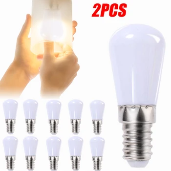 1 / 2ШТ Мини светодиодные лампочки Лампа для холодильника E12 220V Винтовая лампа ночные светильники для холодильника с морозильной камерой Внутреннее освещение Luminus