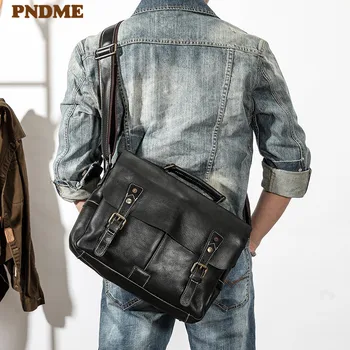 Модная повседневная роскошная мужская сумка-мессенджер из натуральной кожи, дизайнерская сумка для деловых поездок, высококачественная рабочая черная сумка из натуральной воловьей кожи