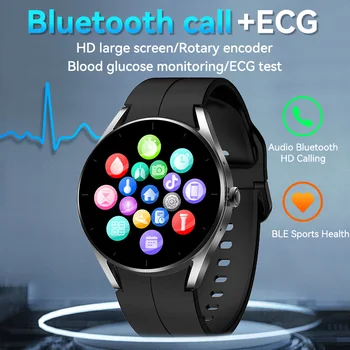 Новый неинвазивный монитор уровня глюкозы в крови, ЭКГ, смарт-часы с Bluetooth-вызовом, Умные часы для здоровья, пульсометр, температура, умные часы Для мужчин