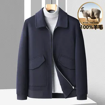 двусторонний твидовый пиджак из 100% шерсти, мужская куртка осень-зима 2022, новая трендовая куртка без глажки