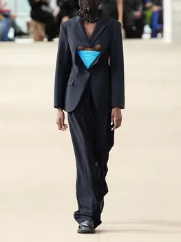 y2k весенне-осенний блейзер с лацканами love dig cut color collision blazer для женщин 2023 модная сотня свободных новинок во внешней одежде