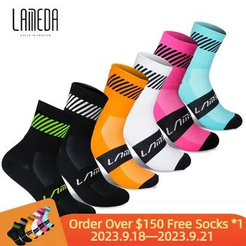 Велосипедные носки LAMEDA, мужские и женские велосипедные носки, Дышащие светоотражающие Велосипедные носки, Спортивные носки на открытом воздухе, Мужские велосипедные носки