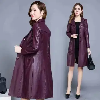 Новейшие модели пальто для женщин, длинное пальто, модель женского платья, пальто из искусственной кожи, одежда