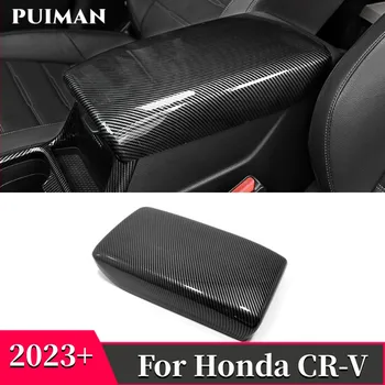Для Honda C-RV CRV 2023 2024 ABS Углеродное волокно Под Дерево, Центральная Консоль Автомобиля, Подлокотник, Коробка Для Хранения, Декоративная Наклейка, Крышка, 1 шт
