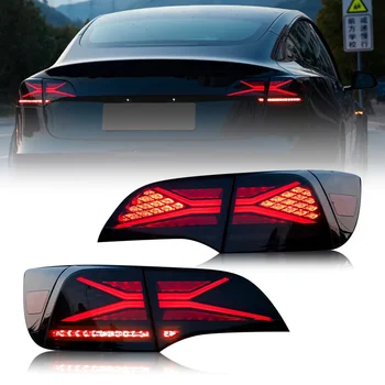 Задний фонарь Автомобиля X Style для Tesla Model 3 Model Y 2017-2023 Светодиодные Задние Фонари В Сборе + Тормоз + Задний ход + Динамический сигнал поворота