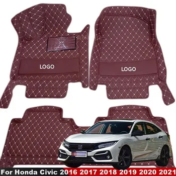 Автомобильные Коврики для Honda Civic 2016 2017 2018 2019 2020 2021 Автомобильные Ковры Аксессуары Пользовательские накладки для ног Водонепроницаемые автомобильные Коврики