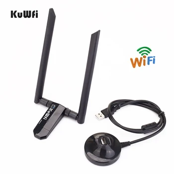 KuWFi mini USB3.0 WiFi Адаптер 1200 Мбит/с Антенна 5dBi ПК USB Wi-fi Приемник Двухдиапазонная Высокоскоростная беспроводная сетевая карта