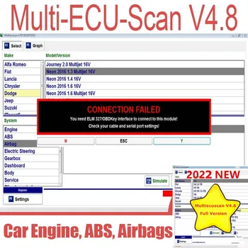 2022 Новый Multiecuscan V4.8 Для Fiat/Chrysler/Dodge/Jeep/Suzuki Программное обеспечение сканера 4.8 Работает с диагностическим инструментом ELM327/OBD II