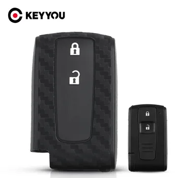 KEYYOU 2 Кнопки, Карбоновый силиконовый чехол для ключей от автомобиля Toyota Prius Crown Avensis Verso, силиконовый чехол для ключей с дистанционным управлением