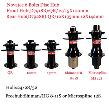 Novatec D791SB D792SB 6 Болтов Дисковая ступица 24/28/32 отверстия Shiman HG Microspline Freehub Передняя QR/12/15x100 мм Задняя QR/12X135 или 12X142