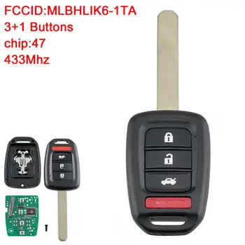 4 Кнопки 433 МГц Бесключевой Дистанционный Автомобильный брелок с чипом ID47 MLBHLIK6-1TA Подходит для 2016 2017 2018 2019 Honda Civic