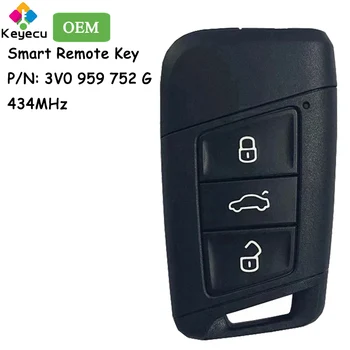 KEYECU OEM Умный Автомобильный Ключ с дистанционным управлением с 3 Кнопками 434 МГц для Skoda Superb Facelift Fob P/N: 3V0 959 752 G/3V0959752G