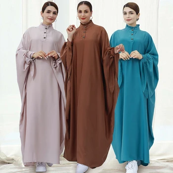 MD No Hijab Мусульманская Мода Abayas Для Женщин Макси-Халат С Длинным Рукавом Исламская Одежда Кафтан Marocain Вечернее Платье Djellaba Femme